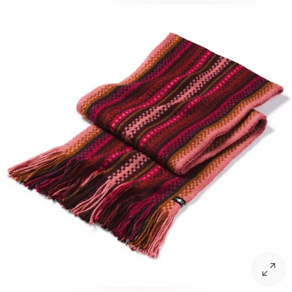 New NWT Smartwool striped wool scarf fringe Meadow line Canyon rose heather pink - Picture 1 of 9